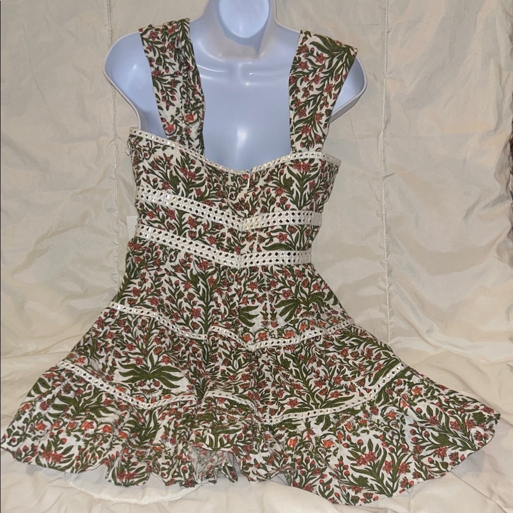 SAYLOR Cream Floral Mini Dress with Green and Orange Print - Picture 2 of 4